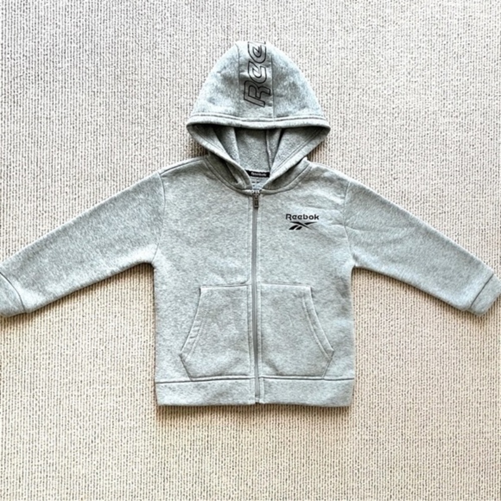 Reebok Boys 4T Hoodie NWOT sweatshirt zip up front grey never worn